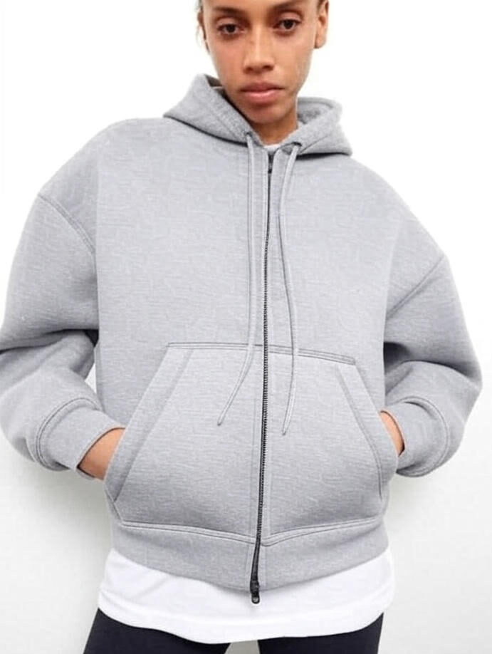 a girl wear a hoddie