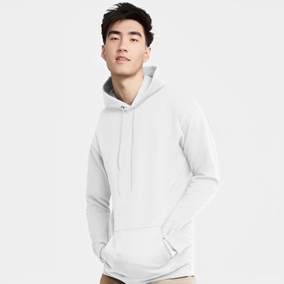 a boy wear a white hoodie