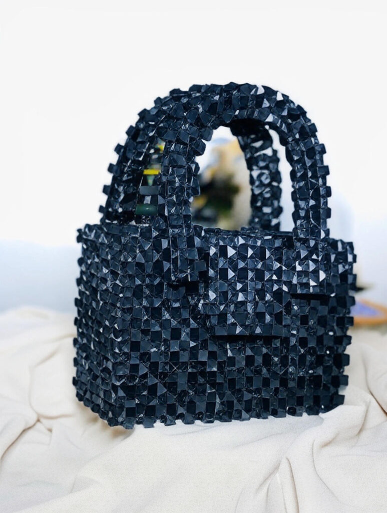 a hand maded beaded bag